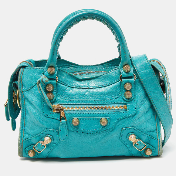 Balenciaga Handbags - BALENCIAGA Bleu Tropical Leather Mini Classic City Bag